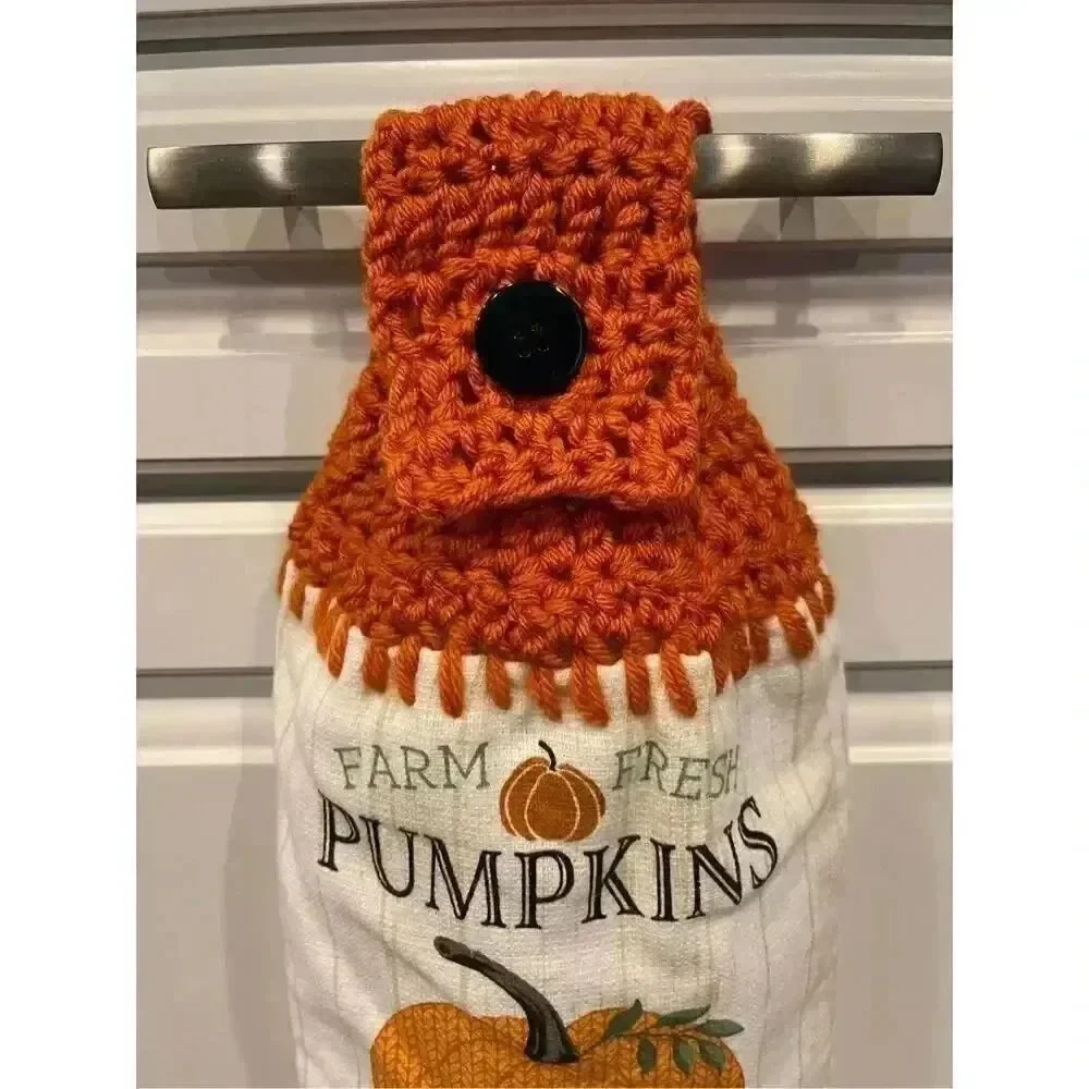 Crochet Top Kitchen Towel- Farm Fresh Pumpkins open daily